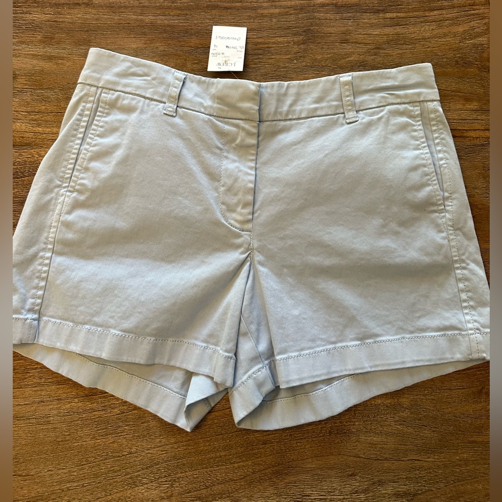 NWT J.Crew Light Blue Chino Shorts Cuffed Hem Size 4 | Preppy | Classic